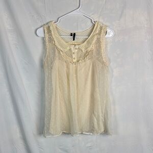Maurices Ivory Lace & Swiss Dot Sleeveless Blouse
